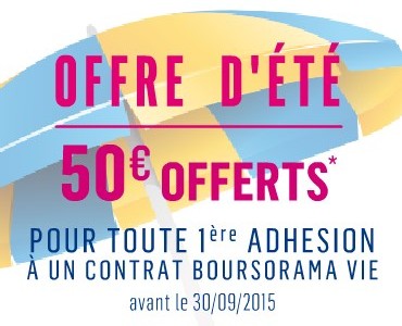 50€ offerts pour l’ouverture d’un contrat d’assurance-vie Boursorama du 01/07/2015 au 30/09/2015