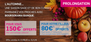 150 euros parrainage filleul boursorama banque octobre novembre 2016