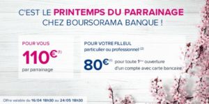 120 euros parrainage filleul boursorama banque avril mai 2018