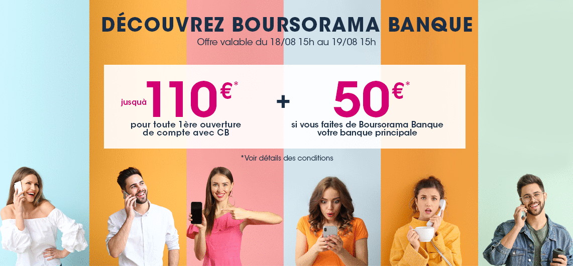 190€ offerts pour l’ouverture d’un compte Boursorama Banque via un parrain jusqu’au 19 août 2020