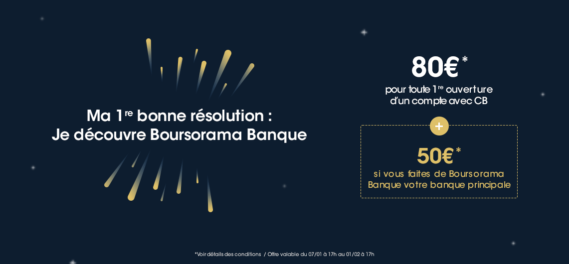 170€ offerts pour l’ouverture d’un compte Boursorama Banque via un parrain jusqu’au 1er février 2021