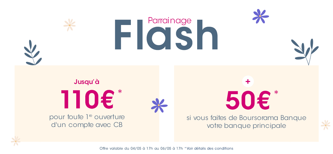 200€ offerts pour l’ouverture d’un compte Boursorama Banque via un parrain jusqu’au 6 mai 2021